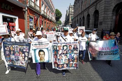 Mothers of missing young people participate in a march to mark Mother s Day, in Puebla, Mexico, 10 May 2019. This day is not partying, it s about struggle and protest you can hear the thousands of mothers of missing people who took to the streets of Mexico this Friday to live a Mother s Day with no hope of recovering their children. Mothers of the disappeared show despair on Mother s Day in Mexico !ACHTUNG: NUR REDAKTIONELLE NUTZUNG!  Copyright: xHildaxRiosx AME1417 20190511-636931376592056855