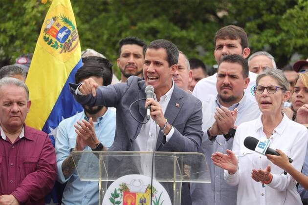 News Themen der Woche KW19 News Bilder des Tages Venezuela s National Assembly President Juan Guaido delivers a speech during a demonstration against the government of Nicolas Maduro at Alfredo Sadel Square in Caracas, Venezuela, 11 May 2019. Juan Guaido leads a demonstration in Caracas !ACHTUNG: NUR REDAKTIONELLE NUTZUNG!  Copyright: xRaulxMartinezx AME1644 20190511-636932045526453087