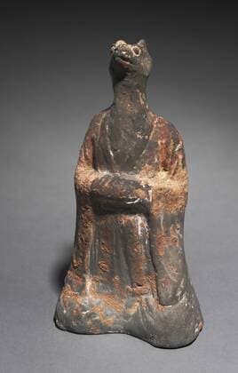 Mortuary Figure of the Zodiac Sign: Rat (Aries), 500s. China, Northern Wei dynasty (386-534). Gray earthenware with traces of slip; overall: 22.6 cm (8 7 8 in.).  Copyright: LisztxCollection LCCL_190221_19418