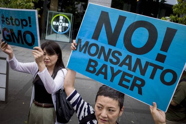 News Themen der Woche KW20 News Bilder des Tages May 18, 2019 - Toronto, Tokyo, Canada - Protestors shows placards reading at the front of the coroporation Bayer, May 18, 2019 in Tokyo. They demonstrate against genetically engineered seeds and pesticides that are harmful to the environment. Toronto Canada  - ZUMAn230 20190518_zaa_n230_006 Copyright: xAlessandroxDixCiommox