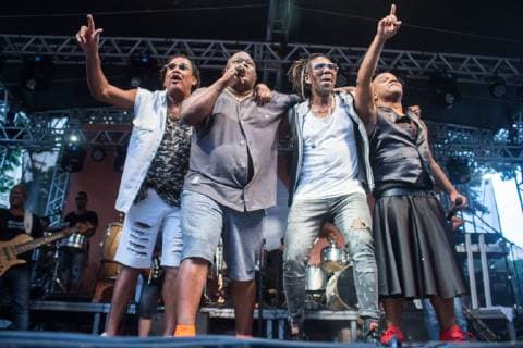 SÃO PAULO, SP - 19.05.2019: VIRADA CULTURAL SP 2019 - It is the Tchan makes a contagious show on the stage Brega, with participation of Sheila Mello the heterogeneous public was excited with successes of the group. São Paulo, May 19, 2019. x1734760x  VanxCampos