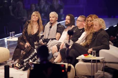 Heidi Klum, Bill Kaulitz, Tom Kaulitz, Gustav Schäfer, Tyra Banks und Thomas Gottschalk in der TV Show Germany s Next Topmodel by Heidi Klum 2019 im ISS Dome. Düsseldorf, 23.05.2019 *** Heidi Klum, Bill Kaulitz, Tom Kaulitz, Gustav Schäfer, Tyra Banks and Thomas Gottschalk in the TV show Germany s Next Topmodel by Heidi Klum 2019 at the ISS Dome Düsseldorf, 23 05 2019 Foto:xC.xHardtx xFuturexImage
