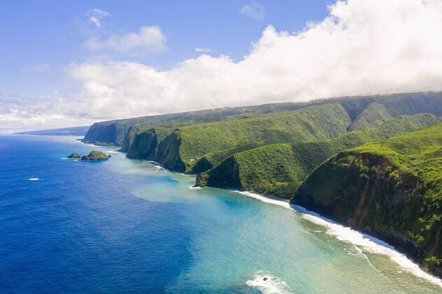 Bilder der Erde USA, Hawaii, Big Island, Pacific Ocean, Pololu Valley Lookout, Kohala Forest Reserve, Aerial View  FOF10610