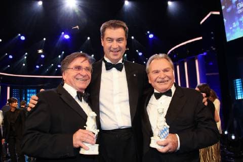 Elmar Wepper, Markus Soeder (Bay.Ministerpraesident), Fritz Wepper, Bayerischer Fernsehpreis 2019 im Prinzregententheater in Muenchen am 25.05.2019
