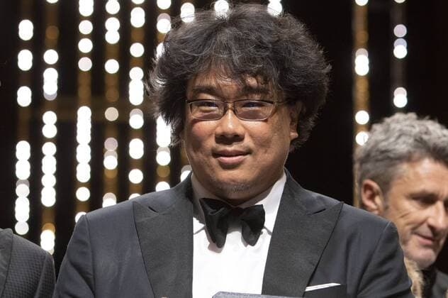Bong Joon-ho with his Palme d Or (Golden Palm) for the movie Parasite Gisaengchung at the award ceremony during the 72nd Cannes Film Festival at the Palais des Festivals on May 25, 2019 in Cannes, France
