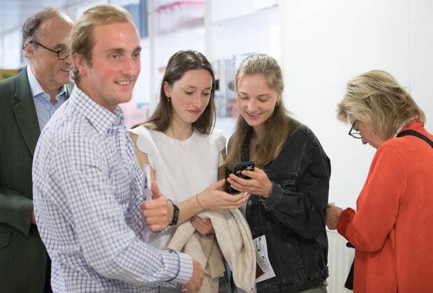 Prince Lorenz of Belgium, Prince Joachim, Princess Laetitia Maria, Princess Luisa Maria and Princess Astrid of Belgium pictured at a polling station in Laken Laeken, Brussels, Sunday 26 May 2019. Belgium holds regional, federal and European elections on Sunday.  BENOITxDOPPAGNE 05592252