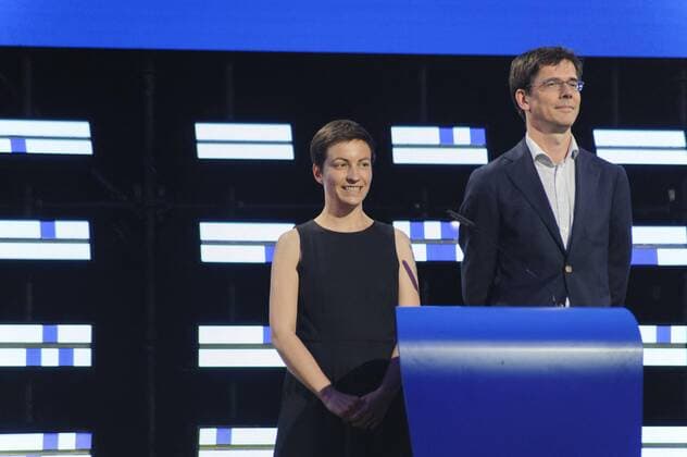 GREEN candidates for the presidency of the European Commission, Ska Keller and his colleague Bas Eickhout in a press conference.  NicolasxLandemardx xLexPictorium LePictorium_0209447