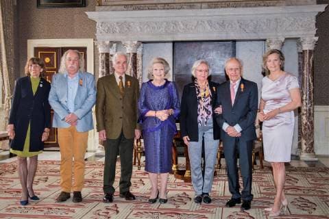 28-05-2019 Princess Beatrix during the Zilveren Anjers at the Koninklijk paleis in Amsterdam. The silver carnation is annually awarded to individuals who voluntarily worked for culture and nature conservation The Silver Carnations were awarded to Albert Goutbeek, Paul Spapens and Herman and Cora Labberte-Hoedemaker.  Copyright: xPPEx