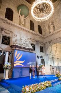 28-05-2019 Princess Beatrix during the Zilveren Anjers at the Koninklijk paleis in Amsterdam. The silver carnation is annually awarded to individuals who voluntarily worked for culture and nature conservation The Silver Carnations were awarded to Albert Goutbeek, Paul Spapens and Herman and Cora Labberte-Hoedemaker.  Copyright: xPPEx