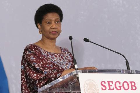 May 29, 2019 - EUM20190529NAC13.JPG.CIUDAD DE MEXICO, Femicide Femincidio-Programa.- Phumzile Mlambo-Ngcuka, directora ejecutiva de ONU Mujeres, durante la presentacion de Spotlight , iniciativa impulsada por la Union Europea y ONU para promover la equidad de genero y eliminar violencia contra las mujeres en Mexico. 29 mayo 2019. Foto: Agencia EL UNIVERSAL Carlos Mejia AFBV Copyright: xCarlosxMejia ElxUniversalx