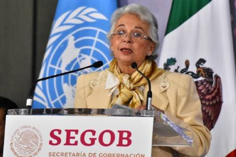 May 29, 2019 - Mexico City, Mexico - Olga Sanchez Cordero speaks during a press conference to launch the Spotlight initiative against of feminicides in Mexico at Ministry of Foreign Relations on May 29, 2019 in Mexico City, Mexico Mexico City Mexico  - ZUMAn230 20190529_zaa_n230_487 Copyright: xCarlosxTischlerx