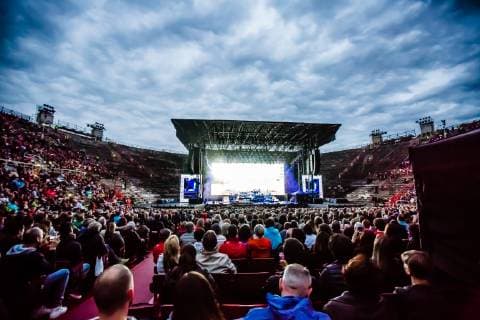 Italy: Elton John performing at Arena of Verona Elton John, living legend of world pop music, has performed for the first date of the Arena di Verona and of the three dates scheduled in Italy (the third will be a Lucca on 7 July) of his Farewell Yellow Brick Road, the farewell tour at the scene in 2018 in the United States and which will include 300 concerts in 3 years and on 5 continents. An autobiographical concert that touches all the greatest hits of the king of pop. Verona Verona Italy Arena  LuigixRizzo