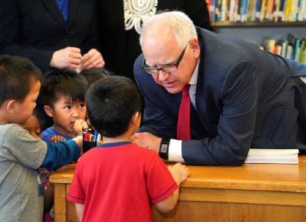 May 30, 2019 - St. Paul, MN, USA - Under the watchful eye of Pre-K children from Bruce Vento Elementary School in St. Paul, Governor Tim Walz signed the school funding bill into law, and announced his intent to sign off on all the major budget bills completed during the special session...brian.peterson@startribune.com..St. Paul, MN ..Thursday, May 30, 2019 St. Paul USA - ZUMAm42_ 20190530_zaf_m42_004 Copyright: xBrianxPetersonx