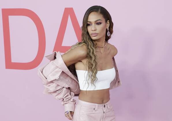 Joan Smalls arrives on the red carpet at the 2019 CFDA Fashion Awards at the Brooklyn Museum in New York City on June 3, 2019.  NYP20190603123 JOHNxANGELILLO