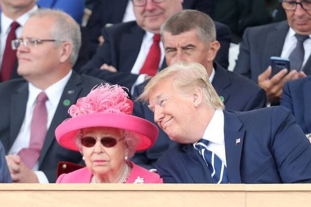 Entertainment Themen der Woche KW23 Entertainment Bilder des Tages . 05 06 2019. Portsmouth, United Kingdom. Queen Elizabeth II, President Trump, wife Melania and Prince of Wales at the D-Day 75 Commemorations in Portsmouth, United Kingdom.  xPoolx xi-Imagesx IIM-19764-0080