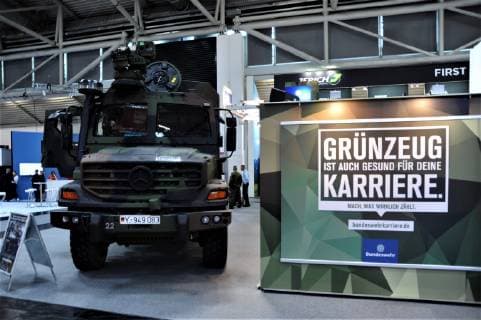 Transport Logistic, Fachmesse fuer Logistik in Muenchen, vom 04. bis 07. Juni 2019. Foto: Bundeswehr - Mercedes Zetros am Messestand *** Transport Logistic, trade fair for logistics in Munich, from 04 to 07 June 2019 Photo German Armed Forces Mercedes Zetros at the exhibition stand