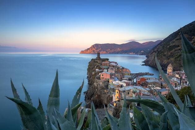 Sunrise on the village of Vernazza from above, Cinque Terre, UNESCO World Heritage Site, Liguria, Italy, Europe Copyright: FrancescoxBergamaschi 1269-517