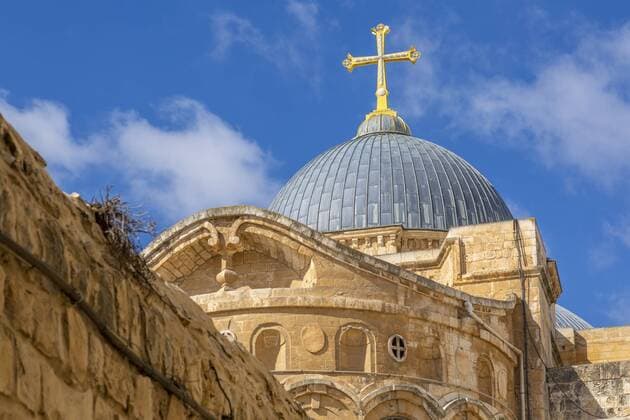 View of rooftop of Church of the Holy Sepulchre in Old City, Old City, UNESCO World Heritage Site, Jerusalem, Israel, Middle East Copyright: FrankxFell 844-19272