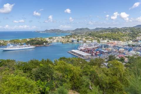 Elevated view of Castries, Castries, St. Lucia, West Indies, Caribbean, Central America Copyright: FrankxFell 844-18983 Editorial Use Only