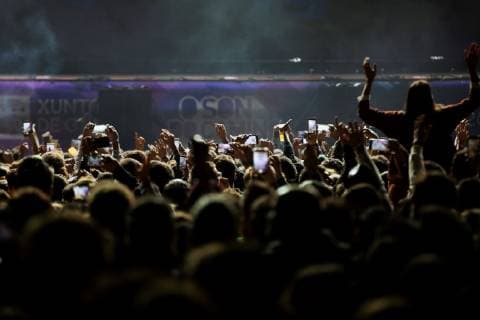 A view of the public during the concert of South African electro rap-rave band Die Antwoord at the O Son do Camino music festival, in Santiago de Compostela, Galicia, Spain, 13 June 2019. O Son do Camino music festival in Santiago de Compostela !ACHTUNG: NUR REDAKTIONELLE NUTZUNG!  Copyright: xOSCARxCORRALx GRAF8097 20190614-636960710468110372