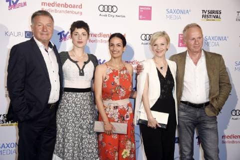 Thomas Rühmann, Katharina Nesytowa, Sanam Afrashteh, Andrea Kathrin Loewig und Sven Sund bei der Verleihung des Berlin Series Award 2019 im Titanic Hotel Gendarmenmarkt. Berlin, 13.06.2019
