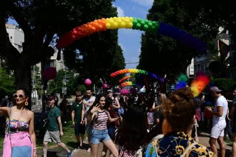(190614) -- TEL AVIV, June 14, 2019 -- People take part in the Tel Aviv Pride Parade in Tel Aviv, Israel, June 14, 2019. JINI Tomer Neuberg) ISRAEL-TEL AVIV-PRIDE PARADE guoyu 