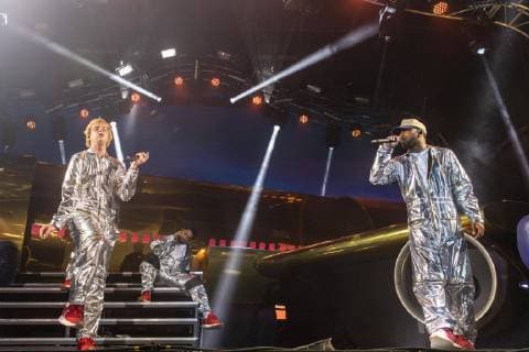 June 15, 2019 - Manchester, Tennessee, U.S - RUSSELL BORING (JOBA), DOM MCLENNON and KEVIN ABSTRACT of Brockhampton during the Bonnaroo Music + Arts Festival in Manchester, Tennessee Manchester U.S. - ZUMAs135 20190615_zap_s135_043 Copyright: xDanielxDeSloverx