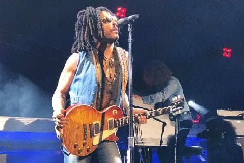 SOCHI, RUSSIA - JUNE 16, 2019: American rock singer Lenny Kravitz performs at the 2019 Kinotavr Film Festival. Vyacheslav Prokofyev TASS  TS0AFBA1