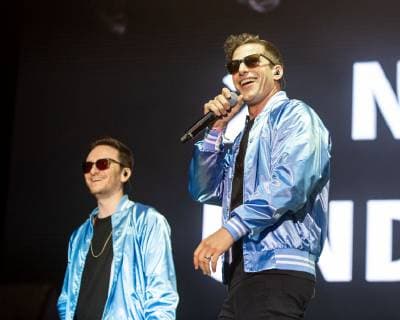 June 16, 2019 - Manchester, Tennessee, U.S - AKIVA SCHAFFER and ANDY SAMBERG of The Lonely Island during the Bonnaroo Music + Arts Festival in Manchester, Tennessee Manchester U.S. - ZUMAs135 20190616_zap_s135_008 Copyright: xDanielxDeSloverx