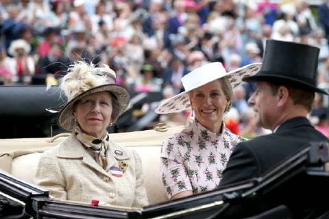 Anne, Princess Royal and Sophie, Countess of Wessex arrive for the first day of Royal Ascot at Ascot Racecourse in Berkshire, England. JUNE 18th 2019  MTXx192207