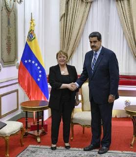 Caracas, 21 de junio de 2019 El Presidente de la Republica Bolivariana de Venezuela, Nicolas Maduro, recibe a la Alta Comisionada de la ONU para los Derechos Humanos, Michelle Bachelet, en el Palacio de Miraflores, Caracas, Venezuela. MATIAS DELACROIX ATON CHILE, Aton_325896 *** Caracas, 21 June 2019 The President of the Bolivarian Republic of Venezuela, Nicolas Maduro, receives the UN High Commissioner for Human Rights, Michelle Bachelet, at the Palacio de Miraflores, Caracas, Venezuela MATIAS DELACROIX ATON CHILE, Aton 325896  Copyright: MATIASxDELACROIX ATONxCHILE