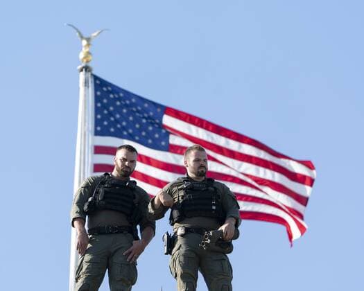 Members of the Secret Service stand watch over the Congressional Picnic for Members of Congress and their families at The White House in Washington, DC on June 21, 2019.  WAX20190621208 CHRISxKLEPONIS