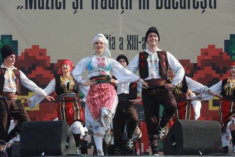 (190624) -- BUCHAREST, June 24, 2019 -- Artists from Serbia perform during the 13th International Folklore Festival Music and Traditions in Bucharest, Romania, on June 23, 2019. The three-day folklore festival concluded on Sunday. ) ROMANIA-BUCHAREST-FOLKLORE FESTIVAL GabrielxPetrescu 