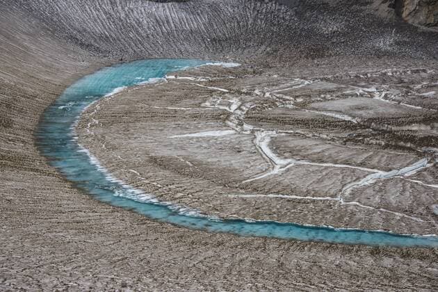 Russia, Kamchatka, blue glacial water in a glacier on Mutnovsky volcano  RUNF01989