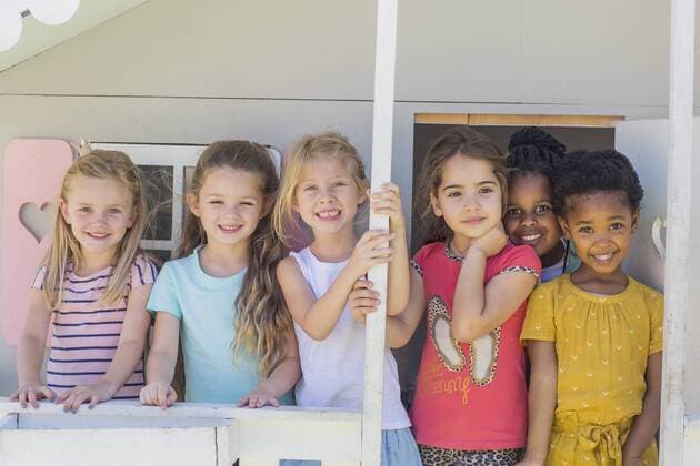 Portrait of smiling girls in kindergarten model released Symbolfoto property released  ZEF15485
