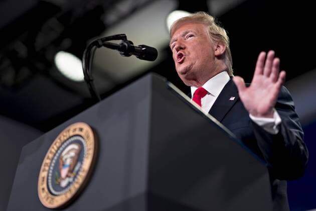 June 26, 2019 - Washington, District of Columbia, U.S. - U.S. President Donald Trump speaks during the Faith and Freedom Coalition s Road to Majority conference in Washington, D.C., U.S., on Wednesday, June 26, 2019. Trump said today that substantial additional U.S. tariffs would be placed on goods from China if there s no progress on a trade deal after his planned meeting with Chinese counterpart Xi Jinping at the G-20 Summit in Japan. .Credit: Pool via CNP Washington U.S. - ZUMAs152 20190626_zaa_s152_019 Copyright: xAndrewxHarrerx