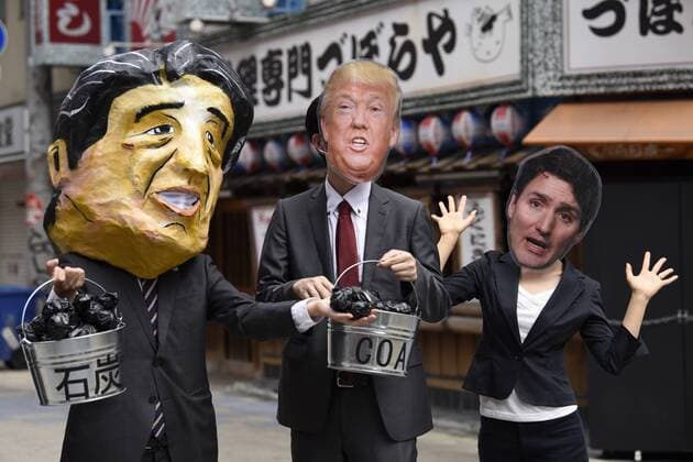 News Themen der Woche KW26 News Bilder des Tages JUNE 28, 2019 - People wearing masks of G20 leaders protest coal power during the G20 Summit in Osaka, Japan.  (106854979)