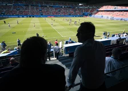 Bundesaussenminister Heiko Maas, SPD, beim Besuch des Viertelfinalspiels der FIFA Frauen-Weltmeisterschaft Deutschland - Schweden im Stadion Roazhon Park. Rennes, 29.06.2019. Rennes Frankreich