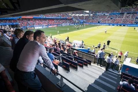 Bundesaussenminister Heiko Maas, SPD, beim Besuch des Viertelfinalspiels der FIFA Frauen-Weltmeisterschaft Deutschland - Schweden im Stadion Roazhon Park. Rennes, 29.06.2019. Rennes Frankreich