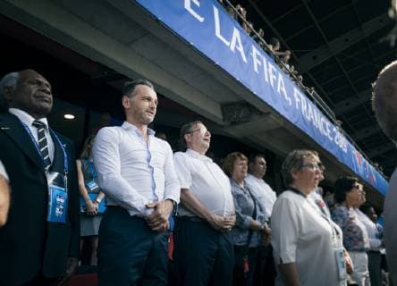 Bundesaussenminister Heiko Maas, SPD, beim Besuch des Viertelfinalspiels der FIFA Frauen-Weltmeisterschaft Deutschland - Schweden im Stadion Roazhon Park. Rennes, 29.06.2019. Rennes Frankreich