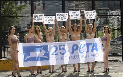 News Themen der Woche KW27 News Bilder des Tages Nur mit Unterwaesche bekleidet und Protest-Schildern vor der teils nackten Brust demonstrieren Unterstuetzerinnen der Tierschutzorganisation PETA am Dienstagmorgen (02.07.19) auf der Fashion Week in Berlin. Unter dem Motto Lieber nackt als in Pelz, Leder, Wolle, Daunen oder Seide appellieren die Teilnehmerinnen an Einkaeufer und Verbraucher, sich ueber das Tierleid in der Modeindustrie zu informieren. Anlaesslich des 25-jaehrigen Jubilaeums von PETA Deutschland liess die Organisation mit der Aktion einen ihrer bekanntesten Demo-Klassiker aufleben. Die Tierschutzorganisation setzt sich fuer die Verwendung rein pflanzlicher oder synthetischer Materialien bei Fashion Labels und in der Bekleidungsbranche ein. PETA-Protest auf der Fashion Week in Berlin