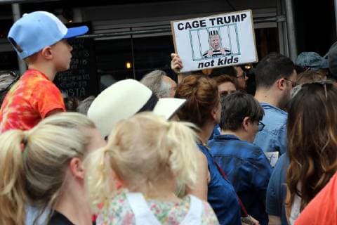 July 2, 2019 - New York City, New York, US - A diverse crowd of activists rallied outside the Middle Collegiate Church in New York s East Village on 2 July, 2019, to sent a message to members of Congress who are in their home districts for the Fourth of July holiday, that immigrants children are denied soap and toothbrushes, while crowded into unsafe United States Customs and Border Protection (CBP) and U.S. Immigration and Customs Enforcement (ICE) detention across the USA. And some dying in custody-or dying with parents as they cross the Rio Grande. New York City US - ZUMAl135 20190702_zap_l135_017 Copyright: xG.xRonaldxLopezx