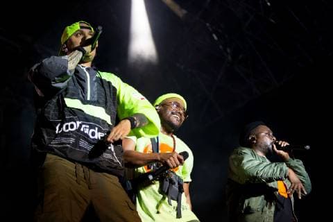 Members of US hip hop band The Black Eyed Peas Taboo (L), Apl.de.ap (C) and Will.i.am (R) perform on stage during the band s concert at the Cruilla Music Festival in Barcelona, Spain, 03 July 2019. The Black Eyed Peas at Cruilla Music Fest !ACHTUNG: NUR REDAKTIONELLE NUTZUNG!  Copyright: xEnricxFontcubertax GRAF8245 20190703-636977913304590150