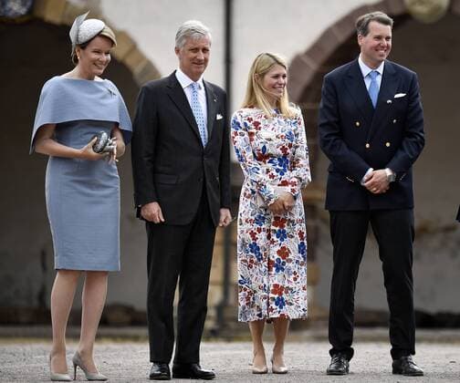 Queen Mathilde of Belgium, King Philippe - Filip of Belgium, Hereditary Prince Hubertus von Sachsen-Coburg und Gotha and Princess Kelly von Sachsen-Coburg und Gotha pictured during a royal two-day visit to Germany and the states Thuringia (Thuringen - Thuringe) and Saxony-Anhalt (Sachsen-Anhalt - Saksen-Anhalt - Saxe-Anhalt), Tuesday 09 July 2019.  ERICxLALMAND 05622270