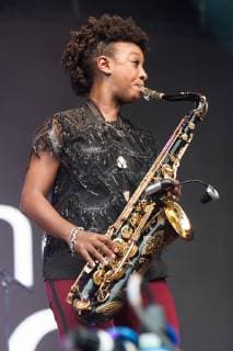 British saxophonist YolanDa Brown performs during Day 1 of Kew The Music at Kew Gardens in London. JULY 9th 2019  TSTx192480