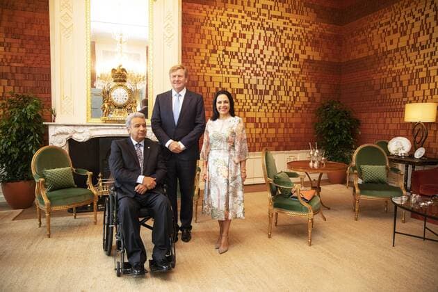 Entertainment Bilder des Tages 12-07-2019 HtB Hague King Willem-Alexander during an audience with President of Ecuador, Lenin Moreno Garces and first lady Rocío González Navas at the DNA salon at palace Huis ten Bosch in The Hague.  Copyright: xPPEx