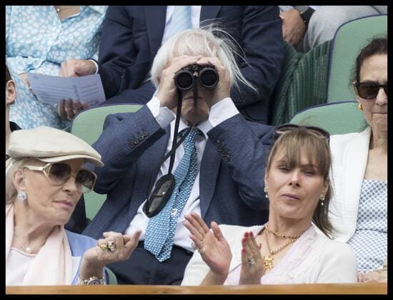 IMAGO ICONS: Sir David Attenborough . 12 07 2019. London, United Kingdom. Sir David Attenborough watches the tennis with a pair of binoculars in the Royal Box on day eleven of the Wimbledon Tennis Championships in London.  xStephenxLockx xi-Imagesx IIM-19906-0092