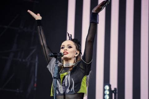 Ukraine: Music Festival Atlas Weekend 2019 (6 day) KYIV, UKRAINE - JULY 14, 2019: Julia Sanina soloist of the group The Hardkiss during Music Festival Atlas Weekend 2019 Kiev Kiev Ukraine Atlas Weekend  AleksandrxGusev