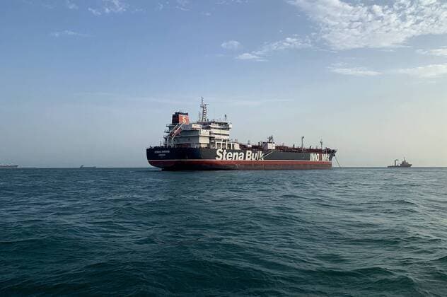 (190722) -- TEHRAN, July 22, 2019 (Xinhua) -- The photo released on July 21, 2019 shows the British oil tanker Stena Impero near the Strait of Hormuz, Iran. Iran s Islamic Revolution Guard Corps (IRGC) seized the British oil tanker Stena Impero last Friday in the Strait of Hormuz for what it called failing to respect the international maritime rules while passing through the strait . (Morteza Akhoundi ISNA Handout via Xinhua) IRAN-STRAIT OF HORMUZ-BRITISH OIL TANKER 