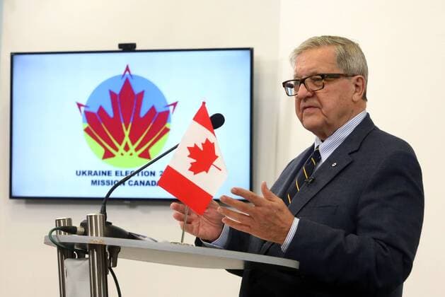 Head of Mission Canada 2019 Honorable Lloyd Axworthy delivers a speech during the presentation of the mission s preliminary report on the Ukrainian parliamentary election, Kyiv, capital of Ukraine, July 22, 2019. Ukrinform. Mission Canada 2019 presents its preliminary report on Ukrainian parliamentary election  Copyright: xTARASOVx